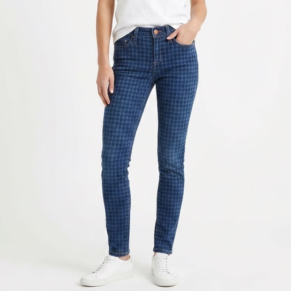 Pilcro and the Letterpress Womens Houndstooth Skinny Jeans Blue Size 27 No 27